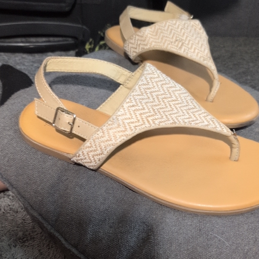 Time and Tru Beige Patterned Sandals